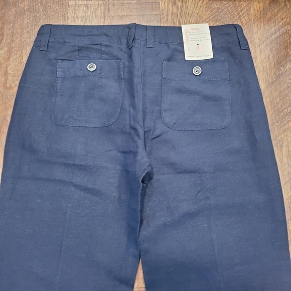 Tommy Hilfiger Avery Pants Navy Blue Linen Preppy Classic Beach Vacation 0 New - Picture 9 of 10
